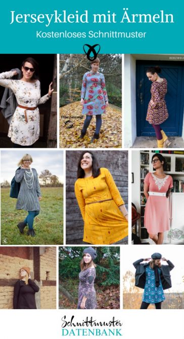Schnittmuster kostenlos Kleid Jersey Damen Frauen mit Ärmeln Jerseykleid Vogelfrei kostenlos gratis Freebie Freebook nähen Nähideen Ideen