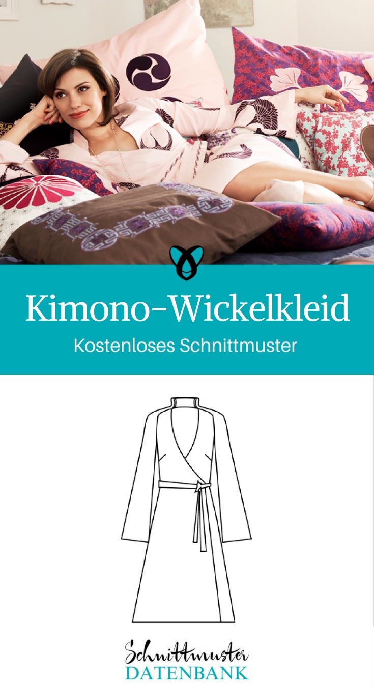 Kimono-Wickelkleid kostenloses Schnittmuster Kleid nähen für Frauen Nähprojekt
