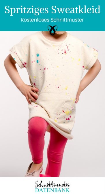 Sweatkleid Kinderkleid nähen kostenloses Schnittmuster Nähanleitung Kleid Kinder mit Sweat nähen