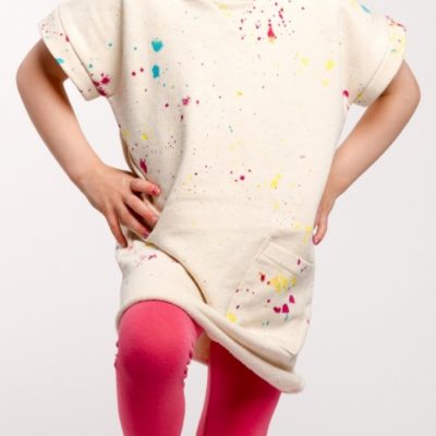 Sweatkleid Kinderkleid nähen kostenloses Schnittmuster Nähanleitung Kleid Kinder mit Sweat nähen