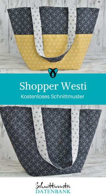 Shopper Westi Handtasche kostenloses Schnittmuster kostenlose Nähanleitung Einkaufstasche Nähen mit Baumwolle