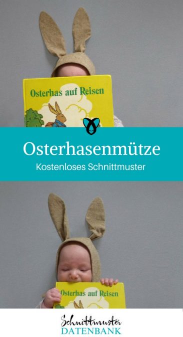 Osterhasenmütze Babymütze mit Ohren Mütze mit Hasenohren kostenlose Schnittmuster Gratis-Nähanleitungen