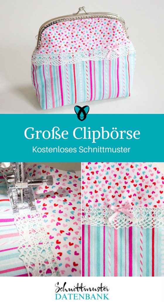 Clipbörse Geldbörse Geldbeutel kostenloses Schnittmuster Gratis-Nähanleitungen kleine Tasche