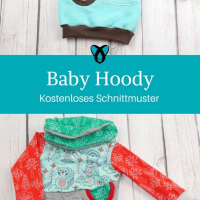 Baby-Hoody Kapuzenpullover Baby Nähen fürs Baby kostenloses Schnittmuster Gratis-Nähanleitung