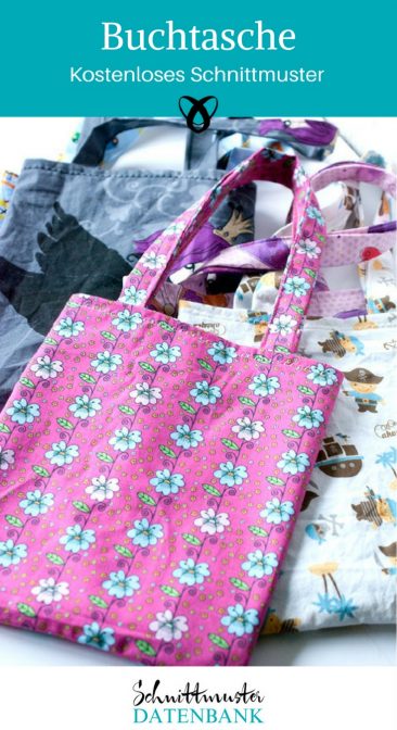 Buchtasche Tasche für Bücher Shopper Baumwolltasche kostenloses Schnittmuster Gratis-Nähanleitung