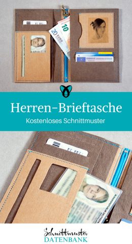Herren-Brieftasche Geldbörse Brieftasche Nähen mit Snap-Pap kostenlose Schnittmuster Gratis-Nähanleitungen
