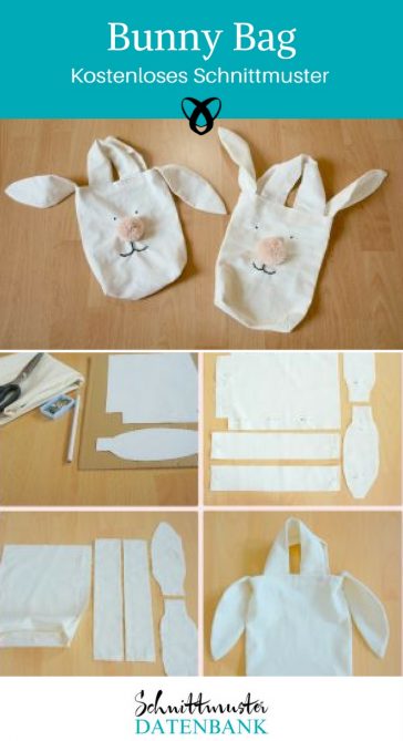 Bunny Bag Tasche mit Hasenohren Nähen für Ostern kostenloses Schnittmuster Gratis-Nähanleitung
