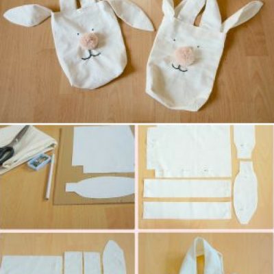Bunny Bag Tasche mit Hasenohren Nähen für Ostern kostenloses Schnittmuster Gratis-Nähanleitung