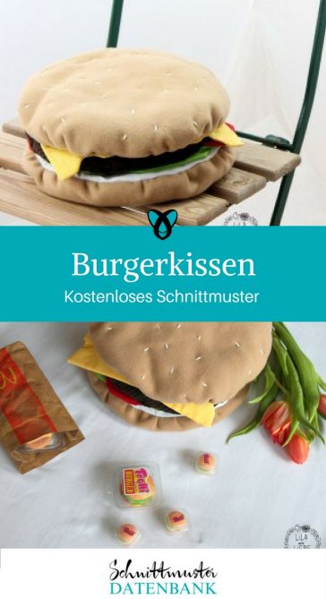 Burgerkissen Kissen in Burgerform kostenloses Schnittmuster Gratis-Nähanleitung