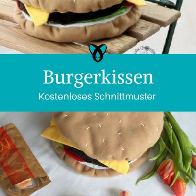 Burgerkissen Kissen in Burgerform kostenloses Schnittmuster Gratis-Nähanleitung