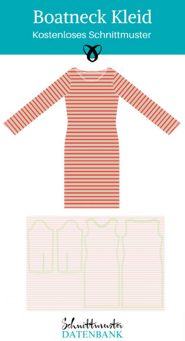 Boatneck Kleid Jerseykleid Kleid für Damen kostenloses Schnittmuster Gratis-Nähanleitung