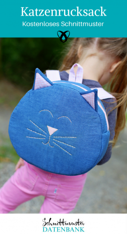 Katzenrucksack Kinderrucksack Kindergartentasche Rucksack für Kinder kostenloses Schnittmuster Gratis-Nähanleitung