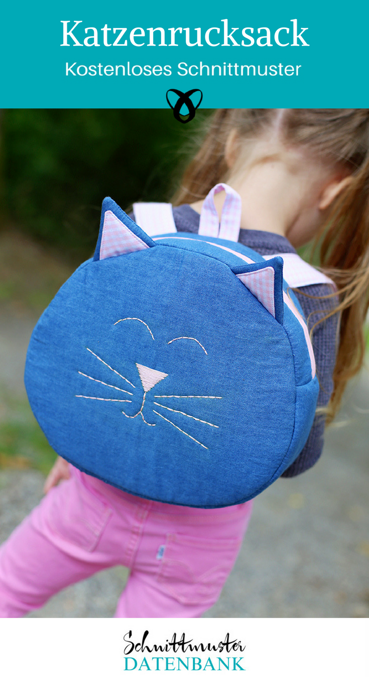 Katzenrucksack Kinderrucksack Kindergartentasche Rucksack für Kinder kostenloses Schnittmuster Gratis-Nähanleitung