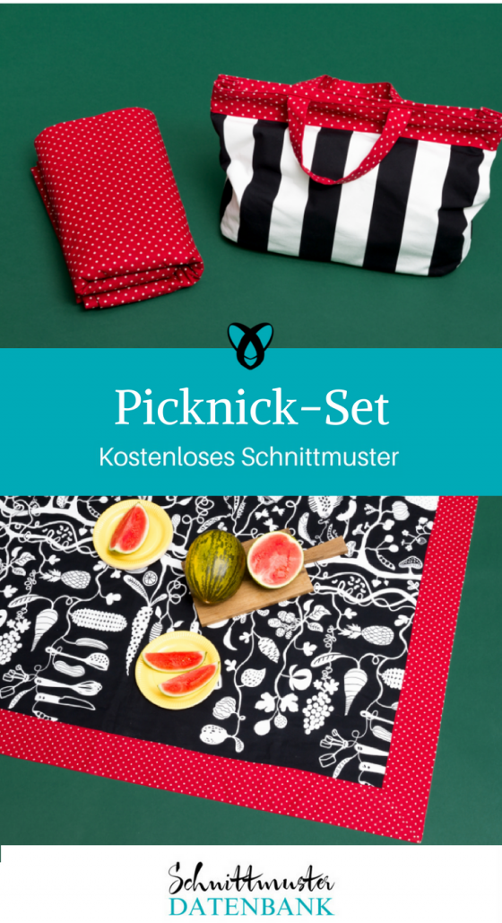 Picknick-Set Picknickdecke Picknicktasche kostenloses Schnittmuster Gratis-Nähanleitung