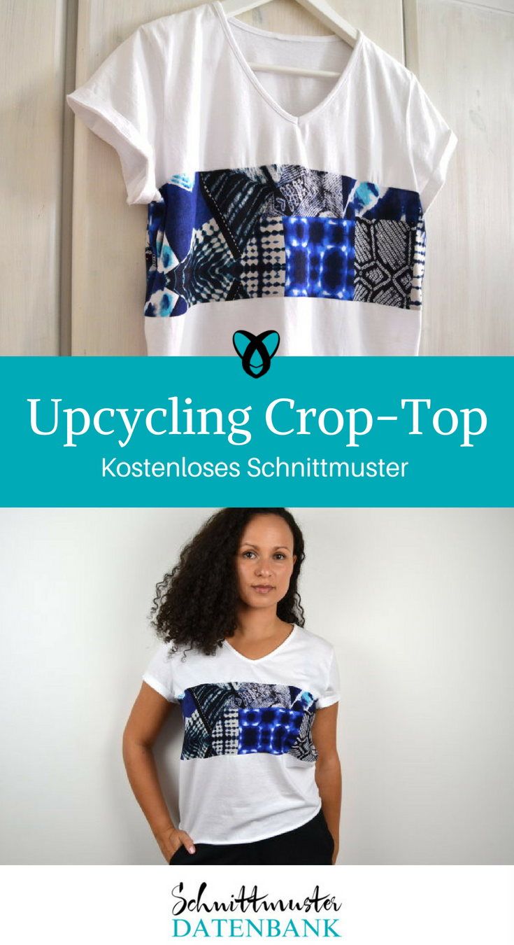 Crop-Top Upcycling T-Shirt kostenloses Schnittmuster Gratis-Nähanleitung
