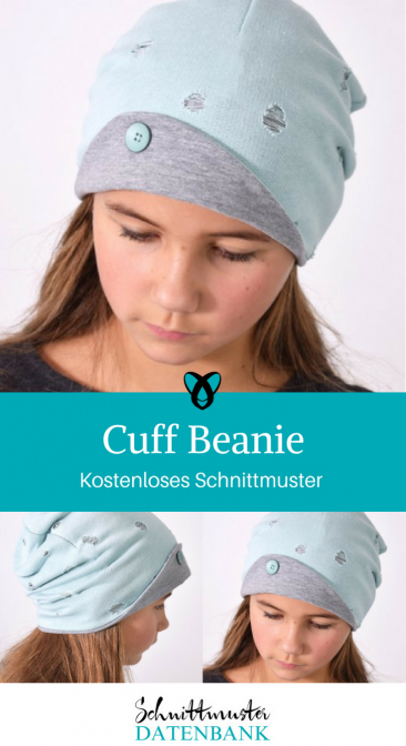 Cuff Beanie Mütze mit Aufschlag Nähen für Erwachsene Nähideen für den Kopf kostenlose Schnittmuster Gratis-Nähanleitung