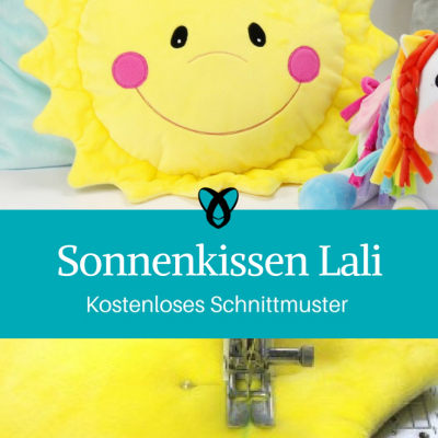 Sonnenkissen Lali Kissen fürs Kinderzimmer Motivkissen Ideen für Zuhause kostenlose Schnittmuster Gratis-Nähanleitung