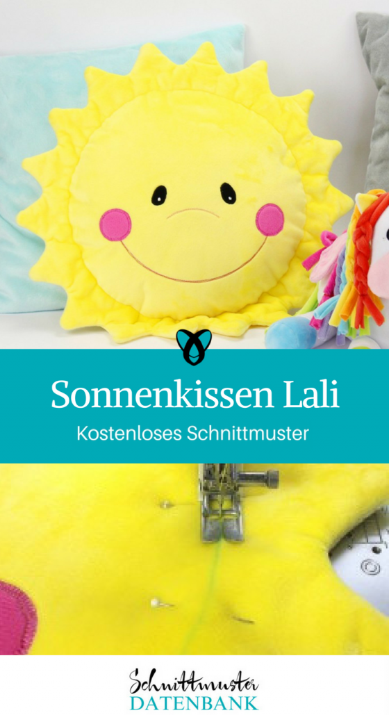 Sonnenkissen Lali Kissen fürs Kinderzimmer Motivkissen Ideen für Zuhause kostenlose Schnittmuster Gratis-Nähanleitung