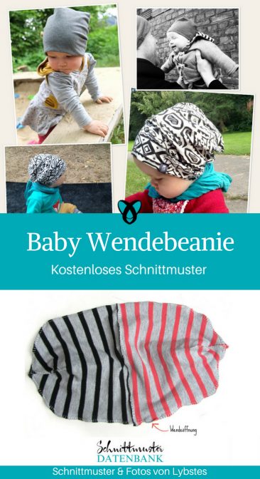 Wendebeanie Baby Mütze für Babies Erstausstattung Geschenke zur Geburt kostenlose Schnittmuster Gratis-Nähanleitung