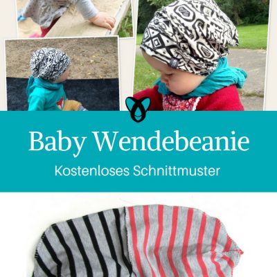 Wendebeanie Baby Mütze für Babies Erstausstattung Geschenke zur Geburt kostenlose Schnittmuster Gratis-Nähanleitung