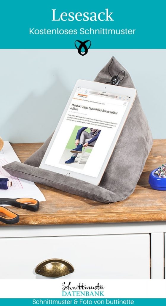 Lesesack Tablethalter nähen Schnittmuster kostenlos gratis Anleitung Idee Nähidee Geschenk Geschenkidee Freebie Freebook Bücherstütze