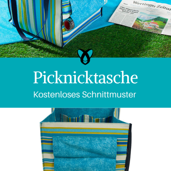 Picknicktasche Picknickkorb große Tasche Nähideen für den Sommer kostenloses Schnittmuster Gratis-Nähanleitung