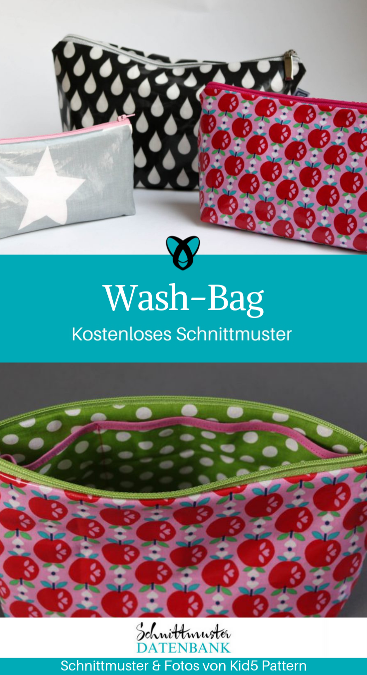 Wash-Bag Kosmetiktasche Kulturbeutel kleine Tasche Etui kostenloses Schnittmuster Gratis-Nähanleitung