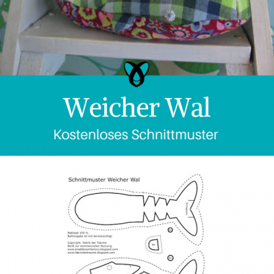 Weicher Wal Kuscheltier Spielzeug für Kinder nähen Plüschtier kostenloses Schnittmuster Gratis-Nähanleitung