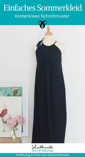 Kleid nähen einfach Anleitung gratis kostenlos Sommerkleid Maxikleid Jersey Frauen Damen Erwachsene