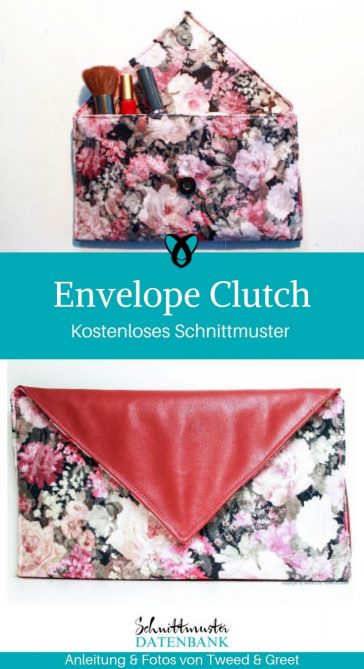 Envelope Clutch Handtasche Abendtasche Damenhandtasche kostenlose Schnittmuser Gratis-Nähanleitung