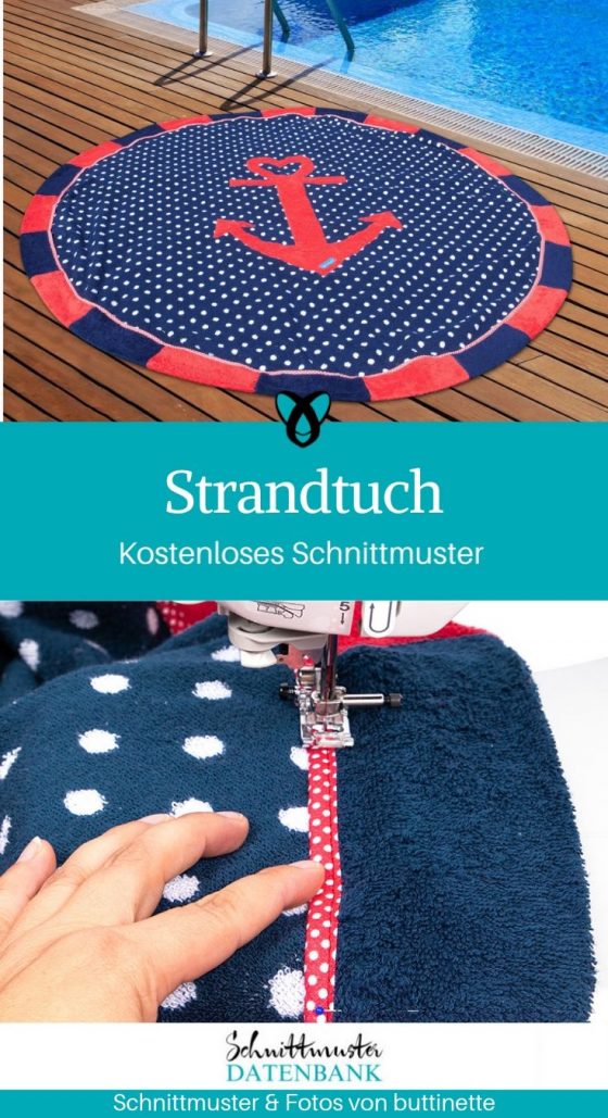 Strandtuch Handtuch Schwimmen Sommer Nähen kostenloses Schnittmuster Gratis-Nähanleitung