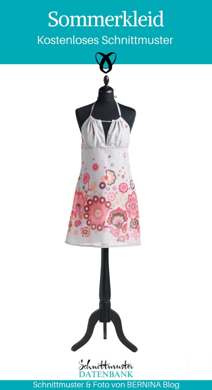 sommerkleid neckholderkleid kurzes kleid nähen für den sommer damenkleid kostenloses schnittmuster gratis-nähanleitung