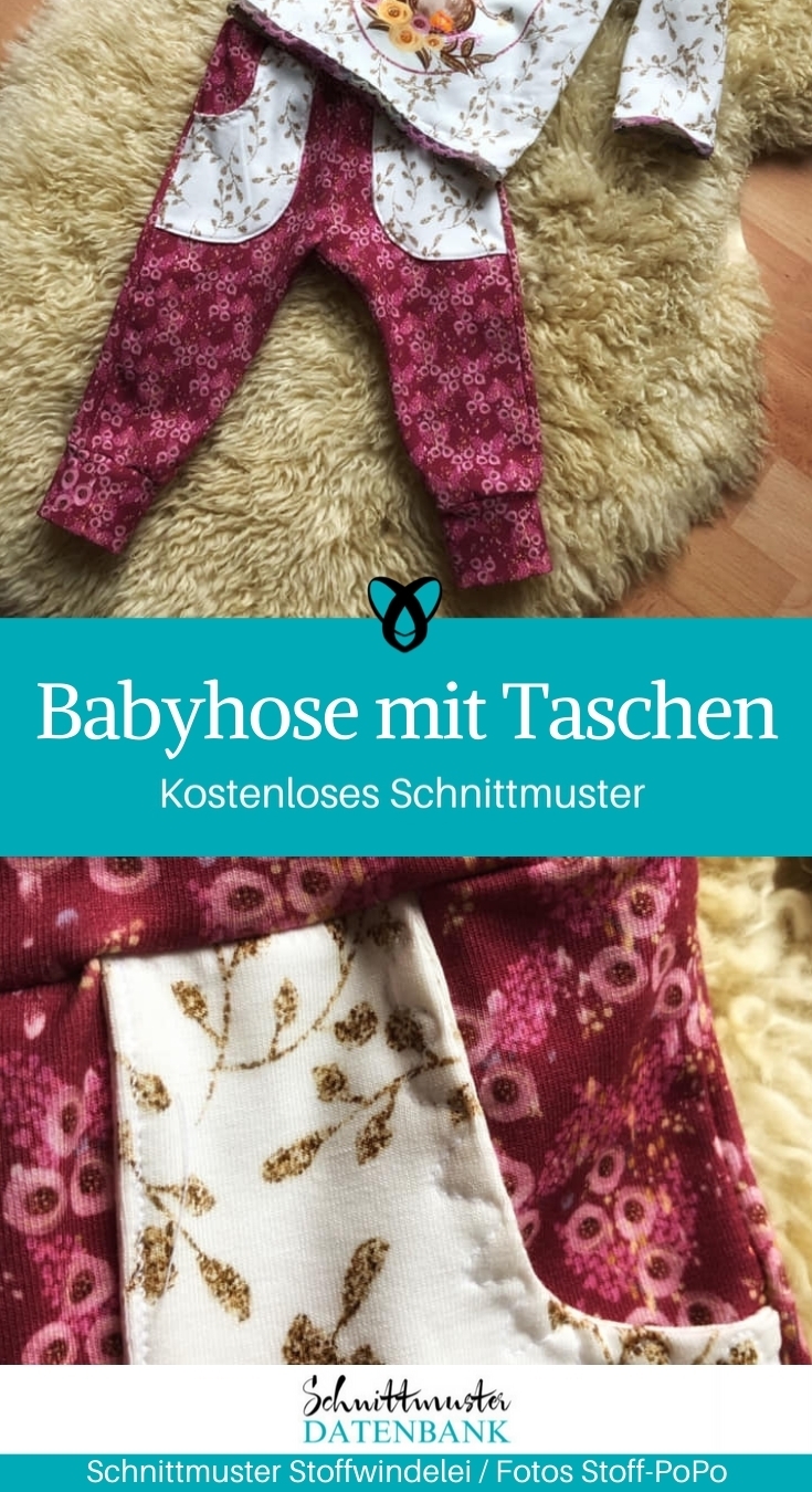 Babyhose mit Taschen Hose für Babys kostenloses Schnittmuster gratis kostenlos nähen Stoffwindelei erstlingsset