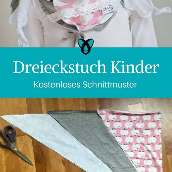Dreieckstuch Kinder schal nähen für Kinder Accessoires Halstuch kostenlose Schnittmuster Gratis Nähanleitung
