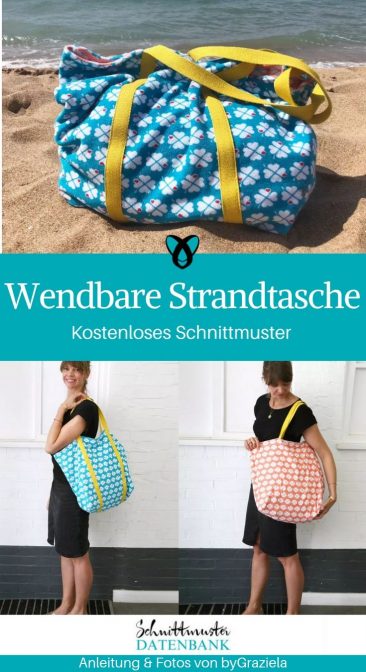 Wendbare Strandtasche XXL Tasche Reisetasche Beachbag kostenlose Schnittmuster Gratis-Nähanleitung