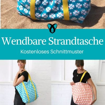 Wendbare Strandtasche XXL Tasche Reisetasche Beachbag kostenlose Schnittmuster Gratis-Nähanleitung