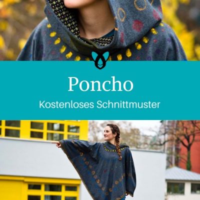 Poncho Damenponcho Überwurf Jacke kostenlose Schnittmuster Gratis-Nähanleitung