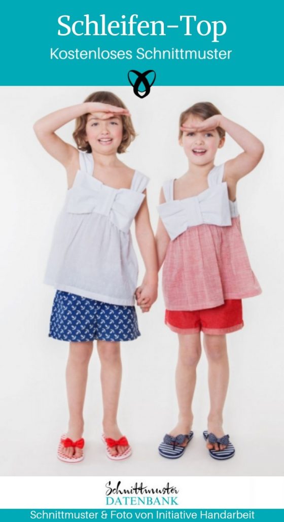 Schleifen Top Oberteil Kinder Kinderbluse Shirt für Kinder kostenlose Schnittmuster Gratis-Nähanleitung