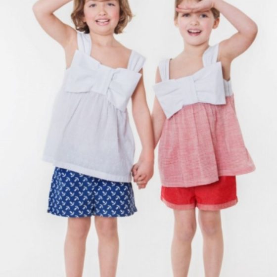 Schleifen Top Oberteil Kinder Kinderbluse Shirt für Kinder kostenlose Schnittmuster Gratis-Nähanleitung