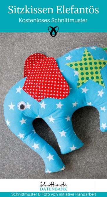 Sitzkissen Elefantenkissen Bodenkissen Kissen Kinderzimmer kostenlose Schnittmuster Gratis-Nähanleitung