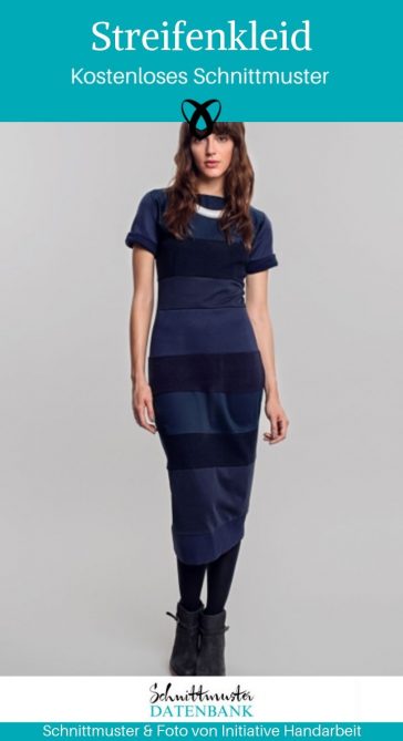 Streifenkleid Damenkleid Abendkleid Jerseykleid Etuikleid kostenlose Schnittmuster Gratis-Nähanleitung