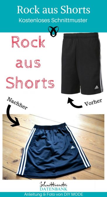 Upcycling Rock Shorts Sporthose kostenlose Schnittmuster Gratis-Nähanleitung
