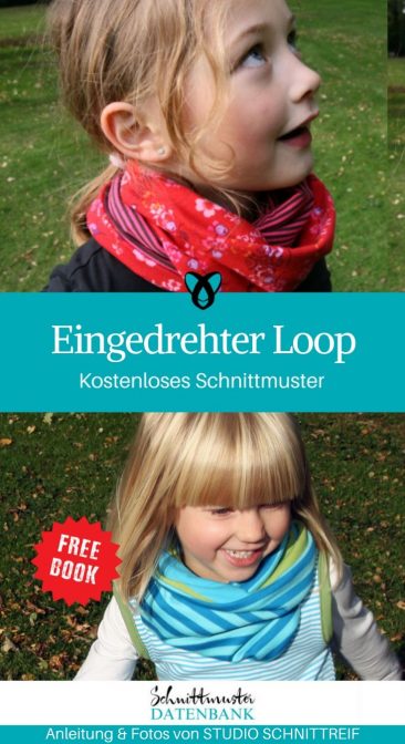 Eingedrehter Loop Kinderloop Nähen für Kinder Schal Halstuch kostenlose Schnittmuster Gratis-Nähanleitung