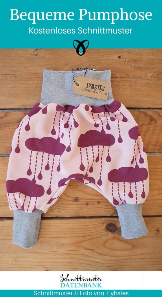 Pumphose Lybstes weite Hose Babyhose Jerseyhose kostenlose Schnittmuster Gratis-Nähanleitung