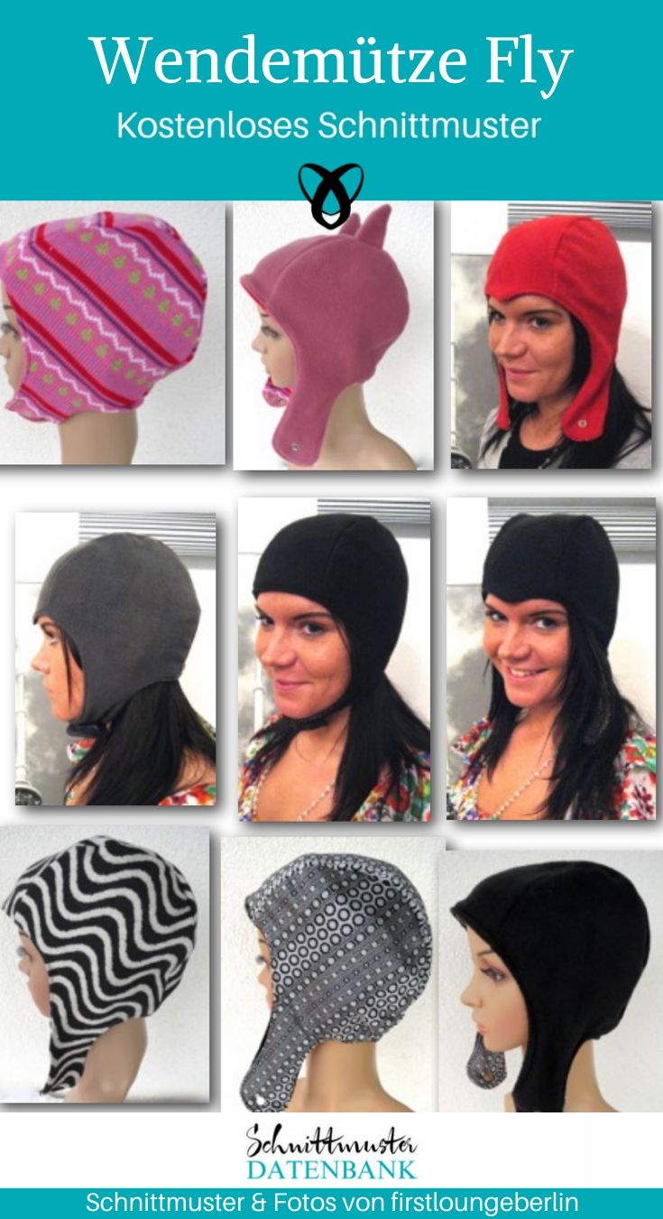 Wendemütze Fliegermütze Accessoires Mütze Kopfbedeckung kostenlose Schnittmuster Gratis-Nähanleitung