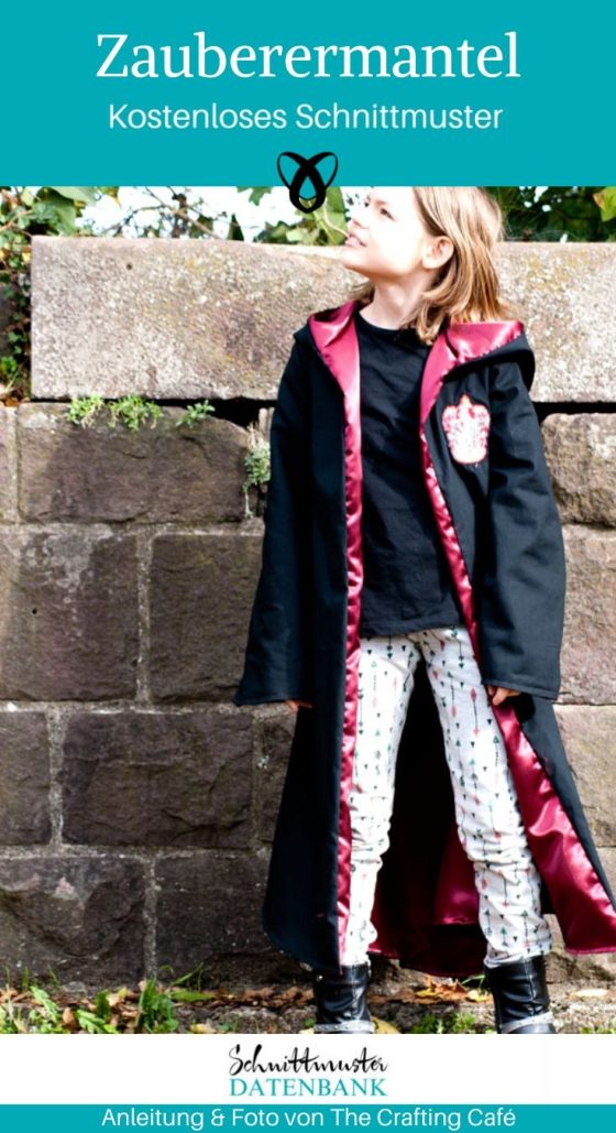 Zauberermantel Cape Kostüm Verkleidung Nähen für Kinder kostenlose Schnittmuster Gratis-Nähanleitung