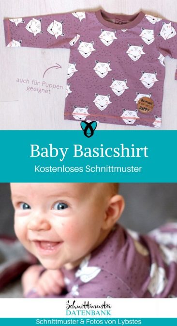 Baby Basicshirt Langarmshirt Babyshirt Pullover Baby Nähen zur Geburt Erstausstattung kostenlose Schnittmuster Gratis-Nähanleitung