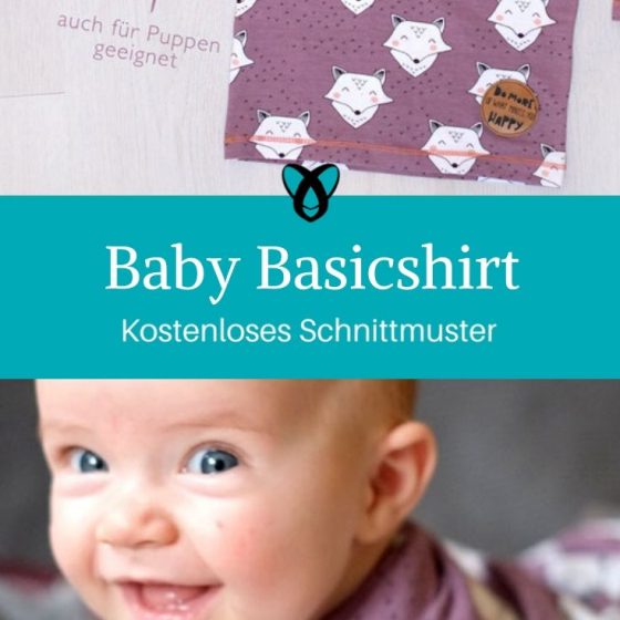 Baby Basicshirt Langarmshirt Babyshirt Pullover Baby Nähen zur Geburt Erstausstattung kostenlose Schnittmuster Gratis-Nähanleitung