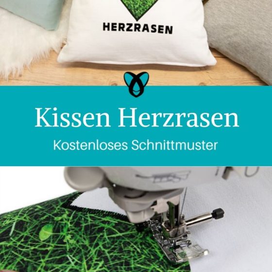 Kissen Herzrasen Applikation Herz Kuschelkissen Nähen für Zuhause kostenlose Schnittmuster Gratis-Nähanleitung