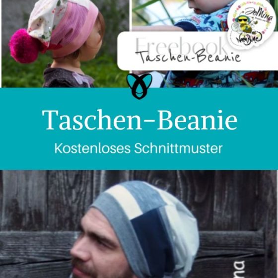 Taschen-Beanie Mütze mit Tasche Kopfbedeckung Beanie für Männer Frauen Kinder Kostenlose Schnittmuster Gratis-Nähanleitung